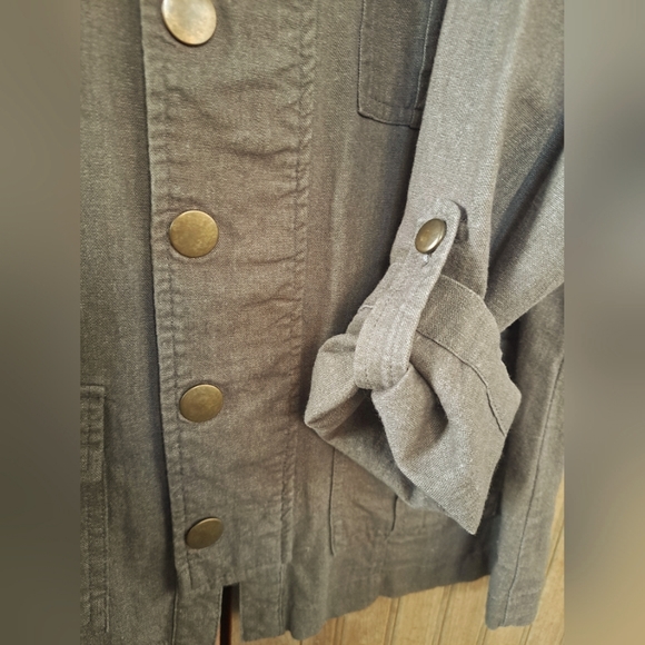 Maurices Ladies Army Olive Green Jacket Shacket 57% Linen 43% Rayon Size M - Picture 5 of 7